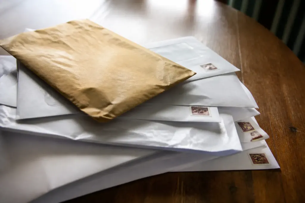 Enveloppe timbre lettre formulaires papiers administratifs