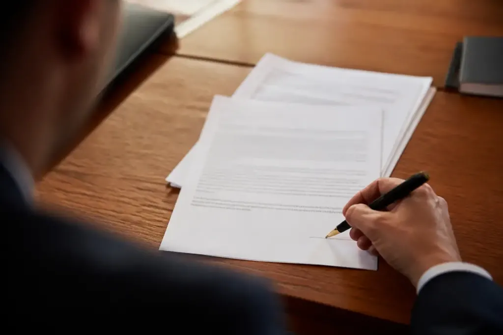Bail immobilier signe avec notice posee sur un bureau