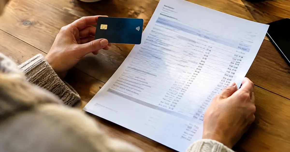 Carte bancaire posee sur un releve de compte
