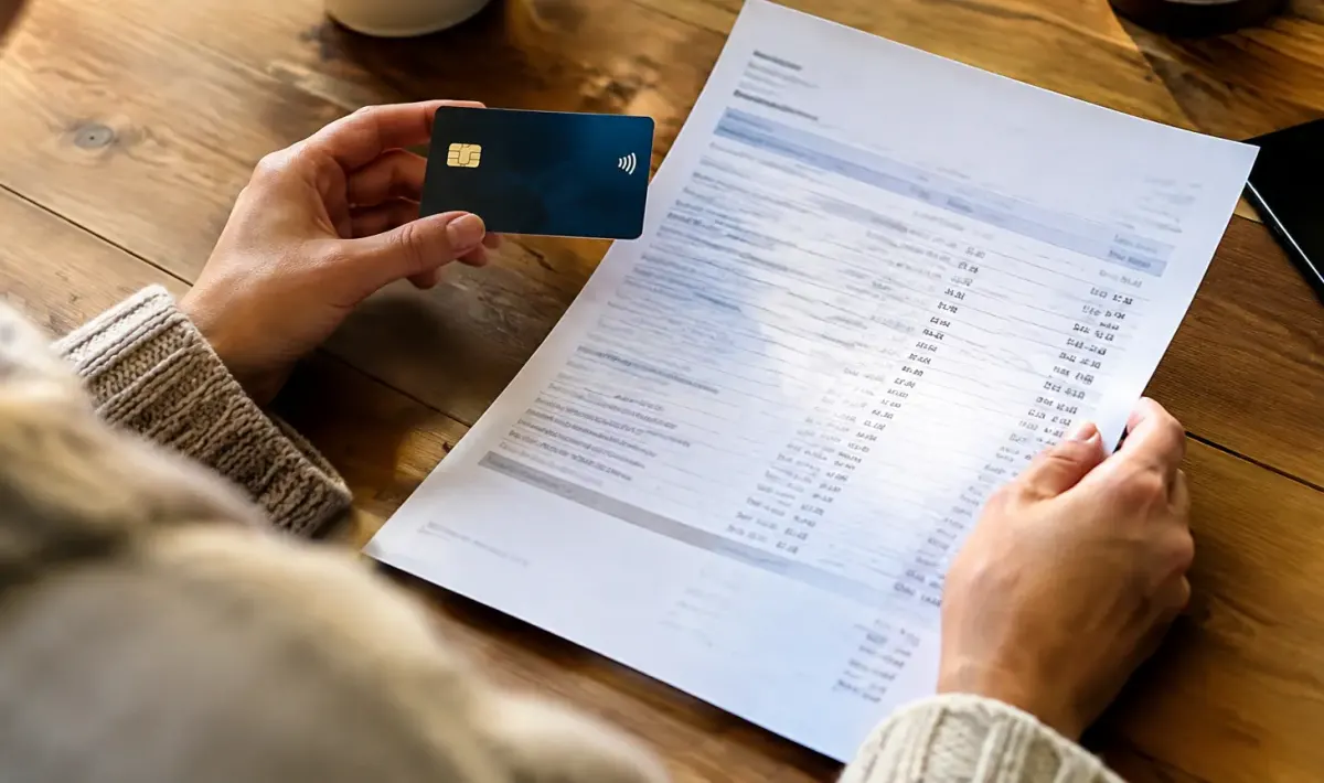 Carte bancaire posee sur un releve de compte