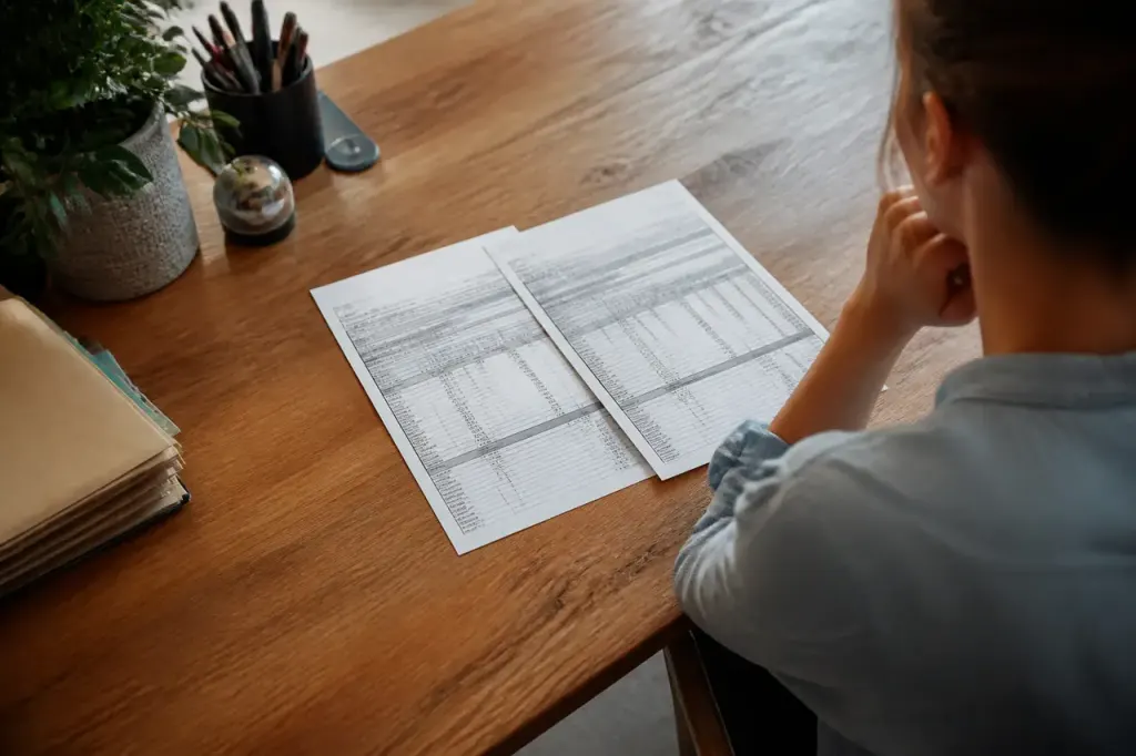 Deux bulletins de paie poses sur un bureau