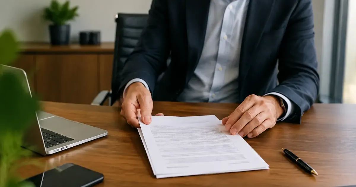 Dirigeant pose un contrat de travail sur un bureau