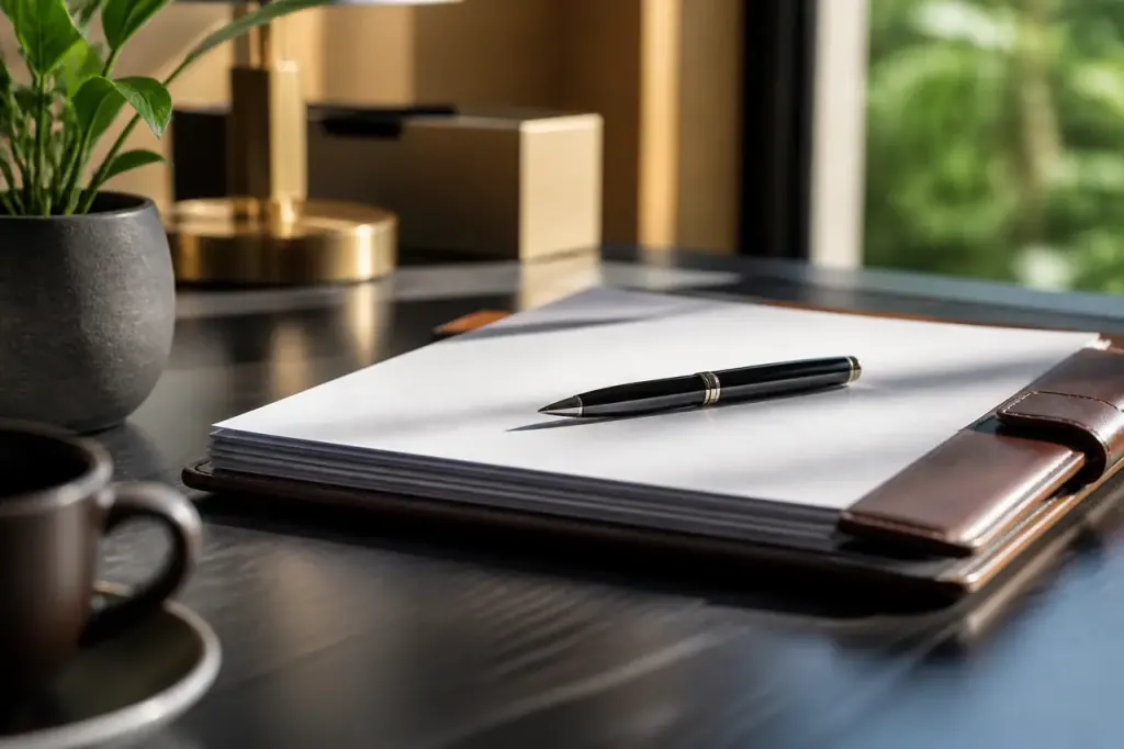 Dossier de contrat signé avec stylo sur bureau