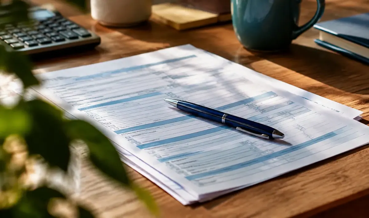 Formulaire fiscal papier et stylo poses sur bureau