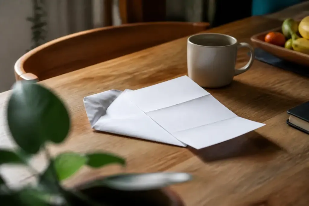 Locataire lisant un courrier sur une table en bois