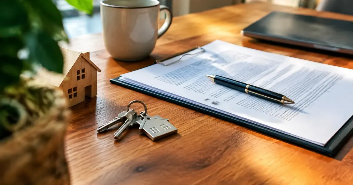 Main tenant un stylo sur un contrat de location