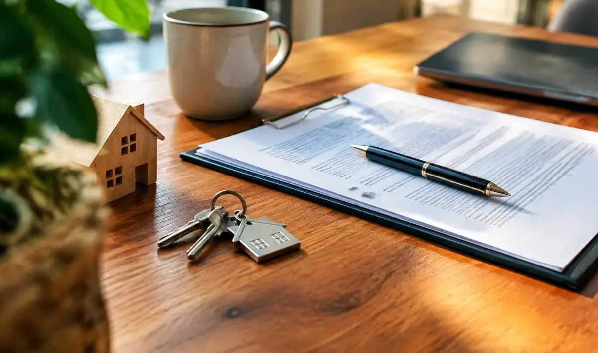 Main tenant un stylo sur un contrat de location