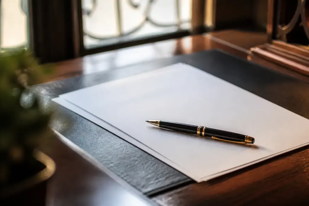 Stylo pose sur un contrat de bail papier
